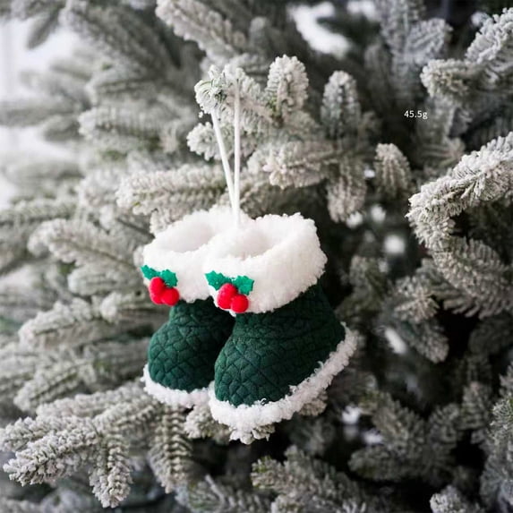 Plush Boot Christmas Ornament, Soft Polyester Hanging Pendant for Christmas Tree Decor, Festive Holiday Gift and Stocking Stuffer(Green)
