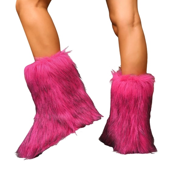 Plush Boots for Women Comfy Flat Heel Winter Booties Casual Round Toe Outdoor Indoor Nonslip Mid Calf Snow Boots