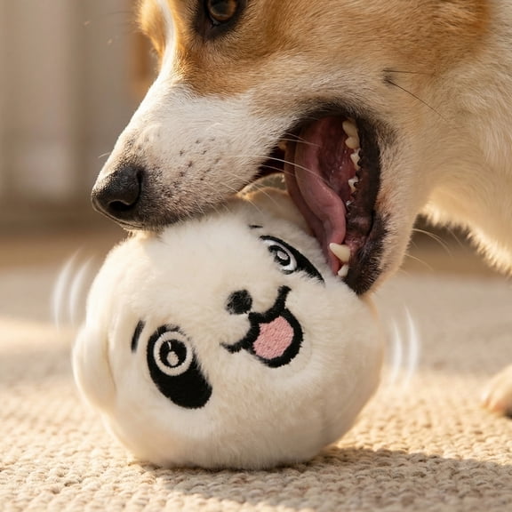 Plush Bouncing Ball Pet Toys, White 2.5X2.5 Inch, Stress Ball Squeeze, Squeeze Stress Toys, Bounce Ball for Student, Fuzzy Panda Character Build, Lightweight Portable Build for