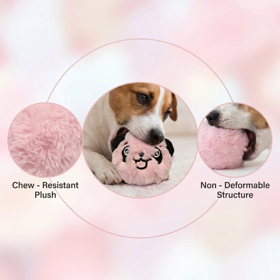 Plush Bouncing Pet Toys Pink, Interactive Dog Ball, Dog Chew Toys for Small Dogs, Interactive Ball for Dogs, 2.5X2.5 Inch Squeaky Plush Figure Bounce Toys for Active Puppy and