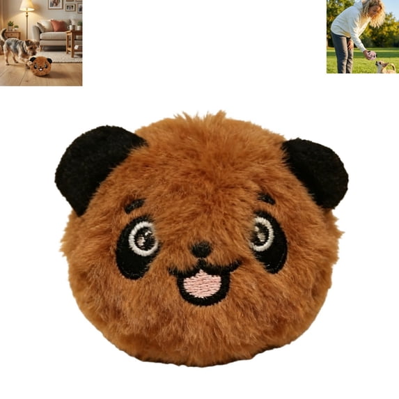 Plush Bouncy Dog Toy Ball, Soft Interactive Fetch Play Ball, Durable Entertainment Pet Toy for Small and Medium Dogs Indoor Outdoor Play
