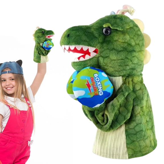 Plush Boxing Animal Hand Puppets, Interactive Dinosaur Stuffed Boxing Puppet, Soft Punching Hand Doll for Party Game Stage Performance Leisure Entertainment Prop Decor
