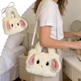 thumbnail image 1 of Plush Bunny Crossbody Bag 10 Inch, Faux Fur Tote Shoulder Handbag, 3 Way Versatile Carrying Options, Spacious Daily Essentials Storage, Cute Autumn Winter Fashion Gift Pink Beige, 1 of 6