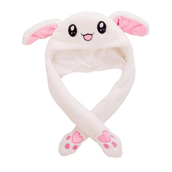 Plush Bunny Hat Bunny Ears Cute Animal Hat Moving Jumping Hat Rabbit Hat with LED for Womens Girls