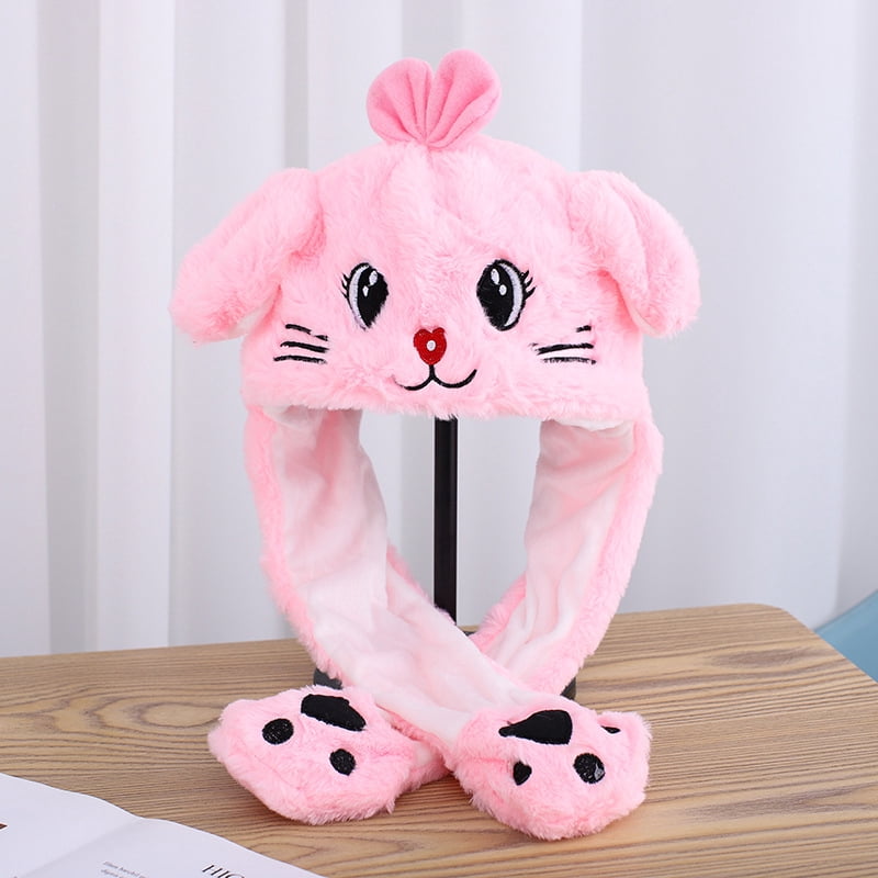 Plush Bunny Hat Ear Moving Jumping Cartoon Animal Hat Funny Plush Bunny ...
