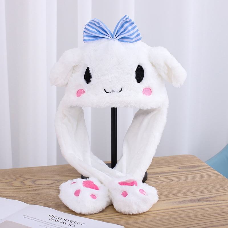 Plush Bunny Hat Ear Moving Jumping Cartoon Animal Hat Funny Plush Bunny ...