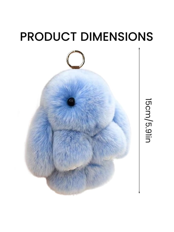 Plush Bunny Keychain with Floppy Ears, 5.9 InchSoft Faux Fur Rabbit Bag Charm and Key Ring for Backpack Purse Easter Gifts