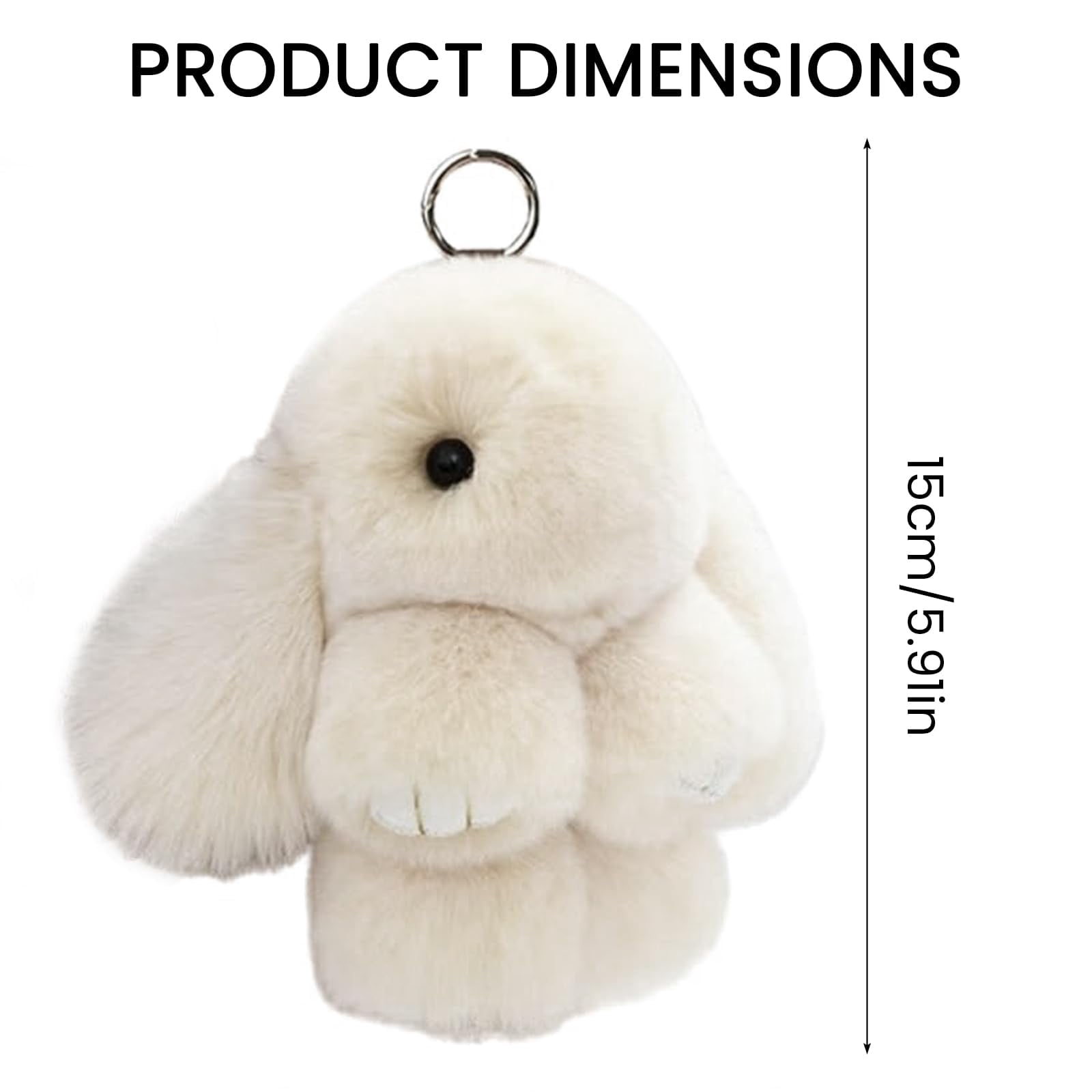 Plush Bunny Keychain with Floppy Ears, 5.9 InchSoft Faux Fur Rabbit Bag ...