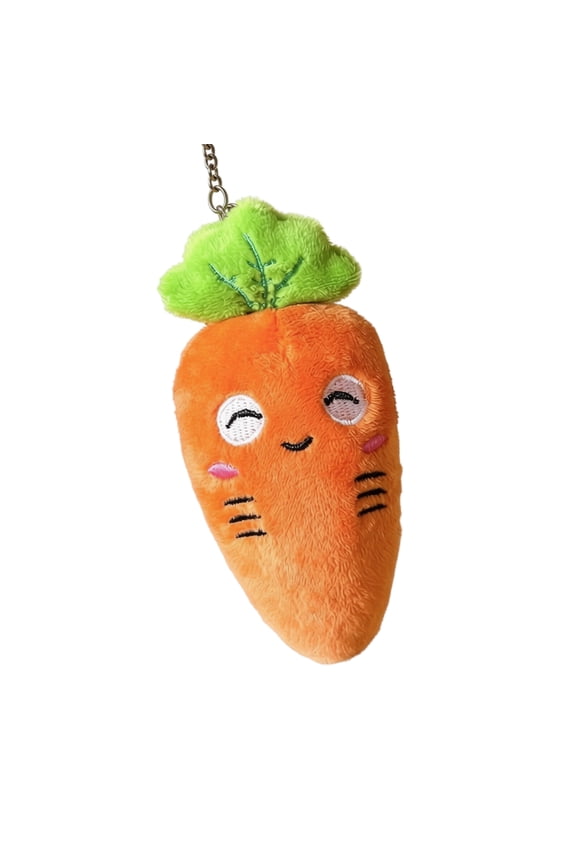 Plush Bunny Rabbit Keychain Toy with Carrot Pouch Soft Stuffed Animal Key Holder for Bags Backpacks Accessories