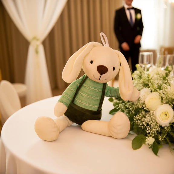 Plush Bunny Rabbit Stuffed Animal with Long Droopy Ears Soft Hugging Toy for Birthday Party Favors and Home Decorations, Dark Green 16 Inch