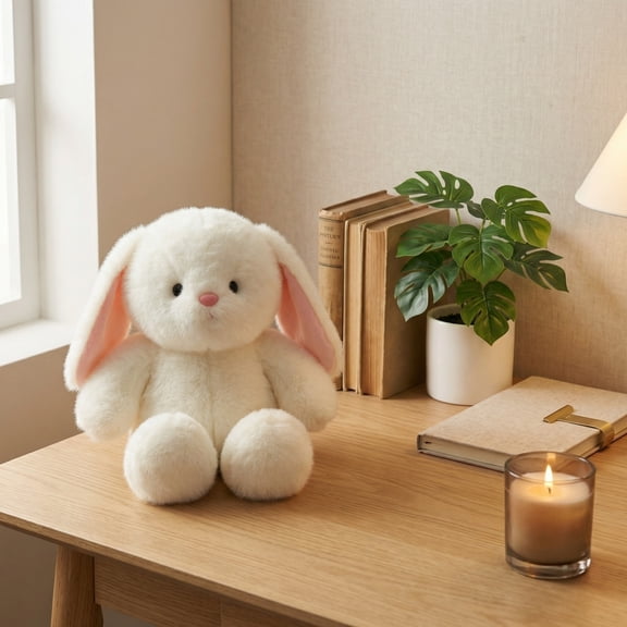 Plush Bunny Stuffed Animal Cuddly Companion Soft Throw Pillow for Home Decor Birthday Gift and Nap Time Hugging Accessory, 17 Inch