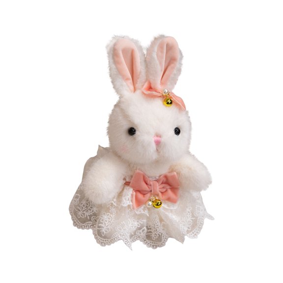 Plush Bunny Stuffed Animal Soft Rabbit Doll with Lace Dress Cute Fluffy Toy for Kids Birthday Gift Home Decor Collectible