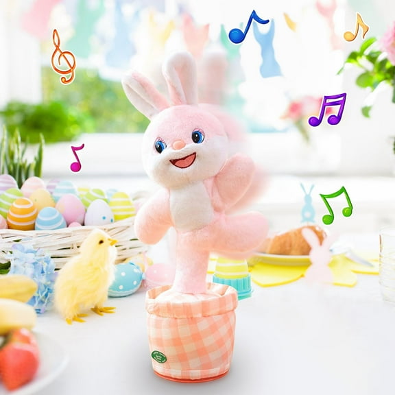 Plush Bunny Stuffed Animal,Stuffed Rabbit Plush Toys,Easter Rabbit Stuffed Bunny Animal,Dancing Talking Toy Talking Singing Toy Toys Puppy Dolls Talking Stuffed Dolls K ids PuppyToy Set Musical Toys