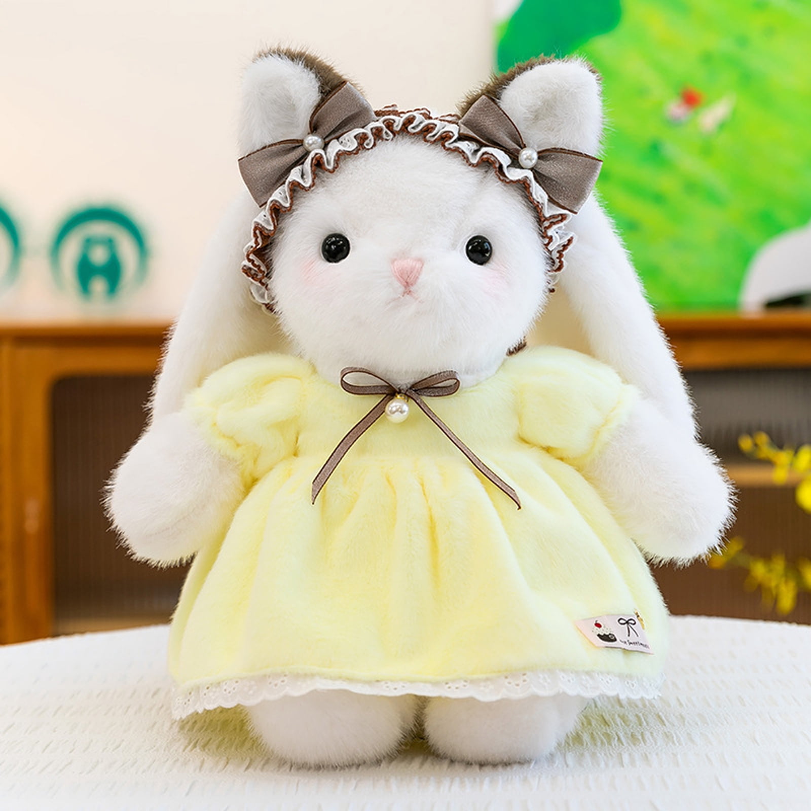 Plush Bunny Stuffed Animals Toys, Soft Adorable Plushies for Kids, Cute Yellow Rabbit Plush Toys, Holiday Birthday Gift for Children, Companionship Toy for Girls and Boys