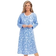 Plush Butterfly Print Nightgown-X-Large-Light Blue