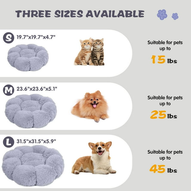 Plush Calming Pet Bed for Cats Dogs Fluffy Warm Sleeping Kennel Nest