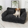 thumbnail image 1 of Plush Calming Pet Sofa Bed, Raised Rim, Removable Cover & Non-Slip Bottom for Cats & Dogs, Calming Dog Bed Fluffy Plush Dog Mat for Furniture Protector with Removable Washable Cover (A, S), 1 of 7