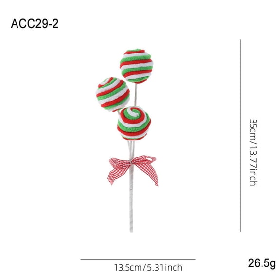 Plush Candy Cane Lollipop Branch for Christmas Tree Decorations Holiday Flower Arrangement