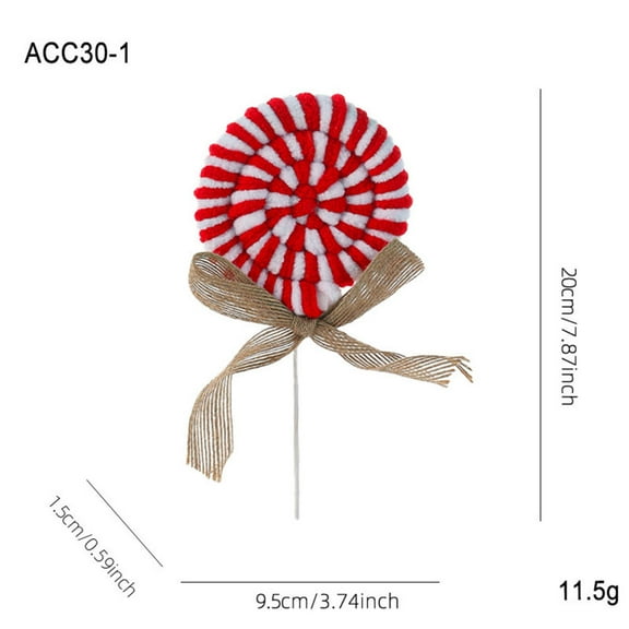 Plush Candy Lollipop Branch for Christmas Tree Decorations Holiday Flower Arrangement