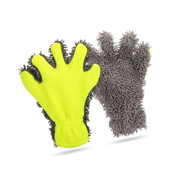 Plush Car Cleaning Gloves With Ergonomic Designs Double-Sided Wash Mitts