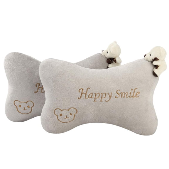 Plush Car Headrest Pillows, Bear Design, Neck and Head Support, 2 Pack