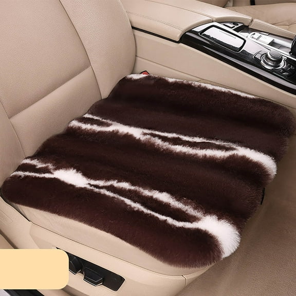 Plush Car Seat Warmer Cushion for Cold Weather, Soft Fleece Heated Seat Cover for Driver Passenger, Machine Washable Vehicle Seat Pad(Coffee)