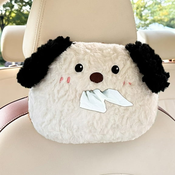 Plush Car Tissue Holder Car Paper Box Cute Puppy Tissue Dispenser for Car Creative Dog Car Paper Towel Holder Hanging Car Tissue Box Holder for Car Home Bathroom