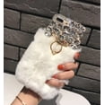 thumbnail image 1 of Plush Case Compatible with Apple iPhone Xs MAX Case Fashion Luxury Cute Fuzzy Furry Plush Fluffy Fur Bling Diamond Gemstone 3D Wings Metal Ring Stand Holder Soft TPU Back case White, 1 of 5