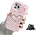 thumbnail image 1 of Plush Case Compatible with Samsung Galaxy A12 Fluffy Furry Case Cover,Faux Rabbit Bunny Fur Warm Winter Soft Silicone with Diamond Pearls 3D Handmade Phone Case,Pink, 1 of 6