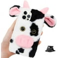 thumbnail image 1 of Plush Case Compatible with Samsung Galaxy A54 5G 3D Ear Fluffy Cows Case for Kids Girls Women,Cute Cartoon Animals Faux Fur Case Furry Warm Fuzzy Shockproof Back Cover, 1 of 4