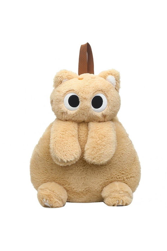 Plush Cat Backpack Cute Animal Bag Shoulder Bag with Adjustable Straps Cartoon Travel Backpack Fluffy Backpack