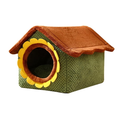 Plush Cat Beds Small Dog Bed Slip Bottom Kennel Warm Washable Cave Tent Hut 48CMX40CMX39CM