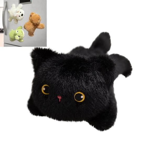 Plush Cat Fridge Magnet, 5.5in 3D Plush Kitty Magnet, Stable Attachment For Auto Side Mirror, Apartment Fridge, Gym Storage Lockers, Fun Small Gift For Cat Collectors