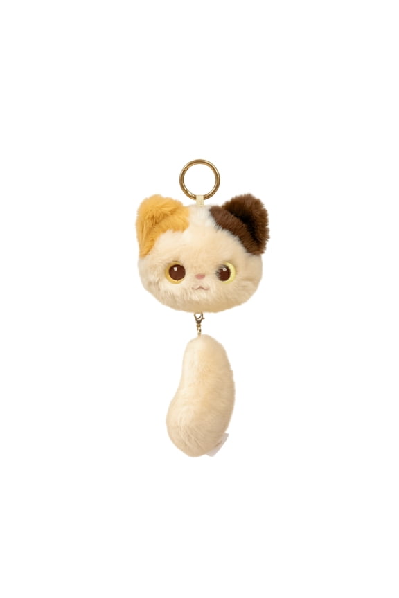 Plush Cat Keychain, Calico Lucky Pull-string Hanging Ornament 3.9 inch 1 Pack, Cute Soft Stuffed Animal Accessory for Backpack Purse Car Key Ring Decor Good Fortune Charm Gift for Cat Lovers Kids