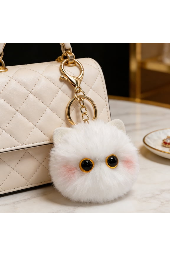Plush Cat Keychain Furry Ball Doll Bag Pendant Keys Backpack Wallet Accessories Car Interior Decoration