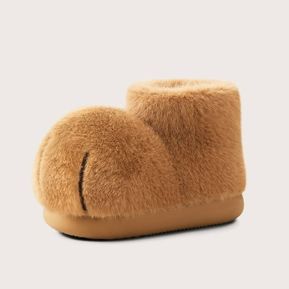 Plush Cat Paw Slipper Boots, Warm Fleece-Lined Back-Heel House Shoes, Soft Cozy Indoor Winter Slippers for Men & Women, Non-Slip Home Comfort Slippers