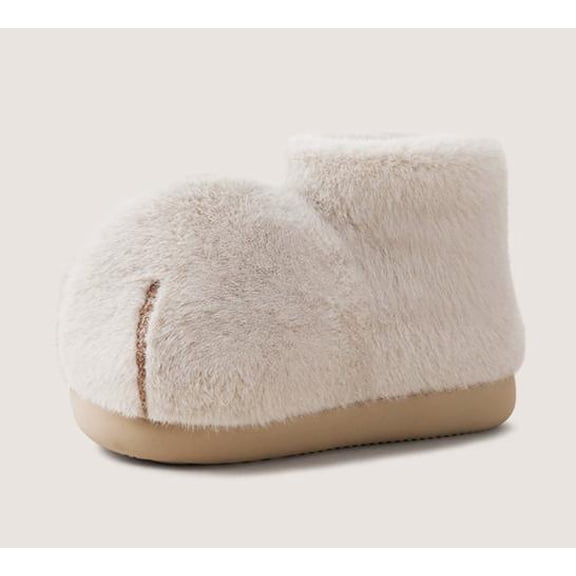Plush Cat Paw Slipper Boots, Warm Fleece-Lined Back-Heel House Shoes, Soft Cozy Indoor Winter Slippers for Men & Women, Non-Slip Home Comfort Slippers