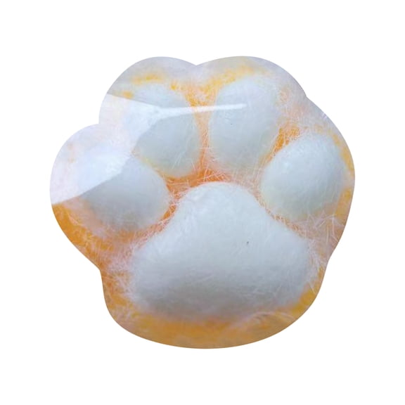 Plush Cat Paw Squeeze Tool, Soft Sensory Hand Fidget for Stress Ball Relief, Cute Decorative Accessory, Fun Relaxing Gift for Home or Office Desk, Yellow