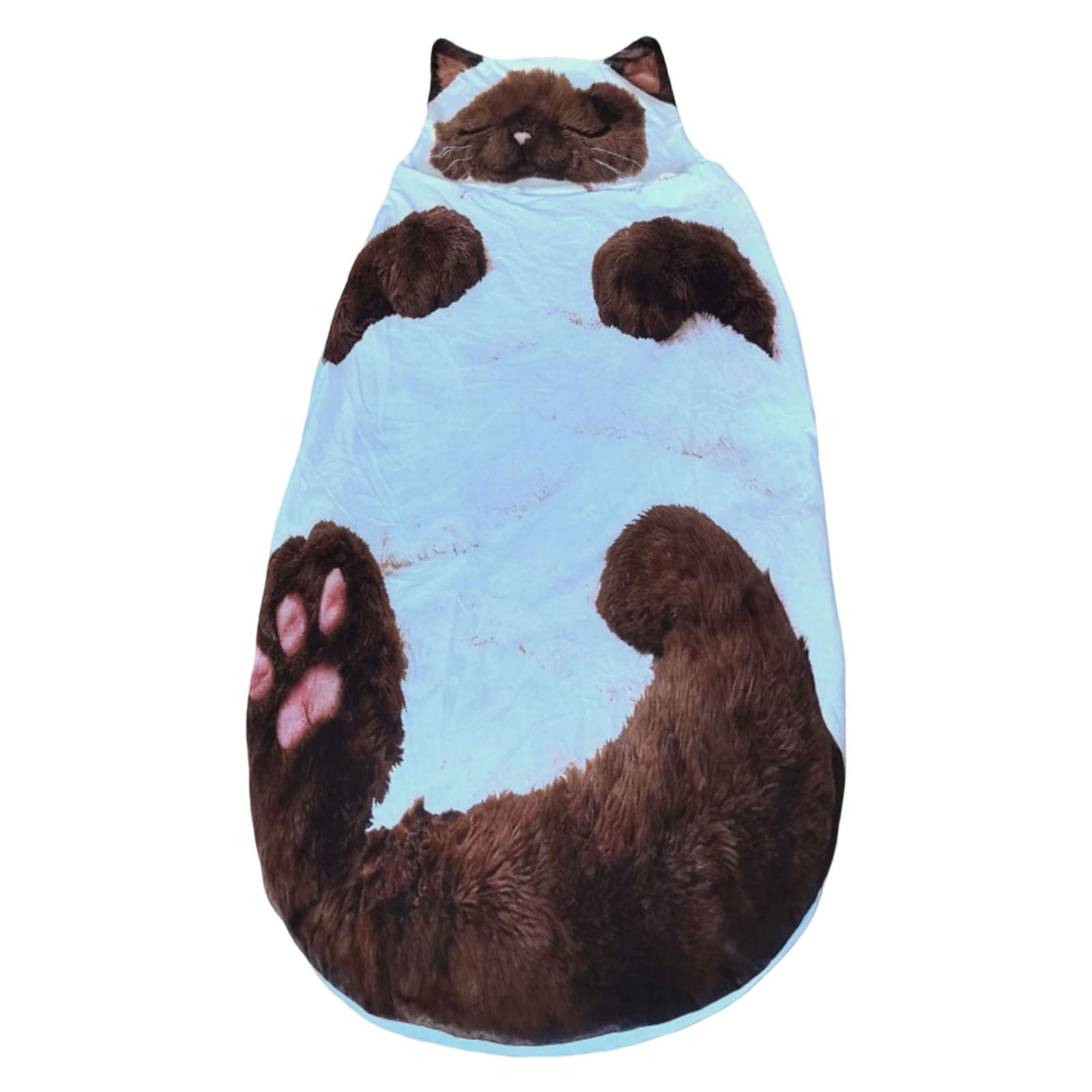 Plush Cat Sleeping Bag (68.9"x31.5"), Cozy Warm Envelope Style Cat Shaped Sleep Sack, Adult Size Feline-Themed Blanket for Camping, Lounging & Sleepovers, Ideal Gift for Cat Lovers