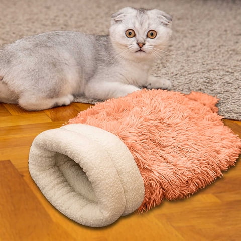 Plush Cat Sleeping Bag Warm Washable Cave Bed Cozy Portable for Cats Small Dogs