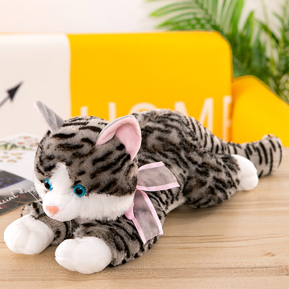 Plush Cat Stuffed Animal White Cat Realistic Toy Super Soft Kitten Cuddly Pet Fluffy Soothing