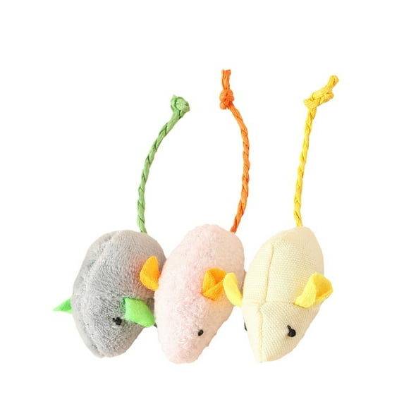 Plush Cat Toy – 3 Little Mice Set (3 Pack) | Gray, Pink & Yellow | Soft, Small, Eco-Friendly Mice | Hours of Fun for Active Cats
