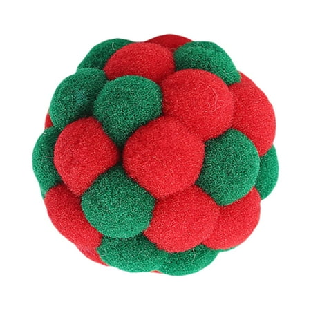 Plush Cat Toy Balls Built in Bells Rolling Ball Chirping Balls, KICKER Toys Interactive Cat Toys for Kitty, Playing, Puppy, Small Medium Pets Red Green