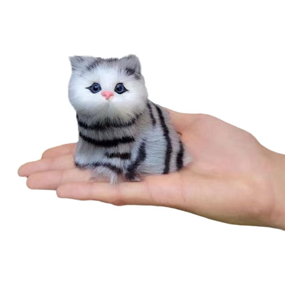 Plush Cat Toy,Simulation Plush Toy with Sound,Mini Lovely Animal Doll Cute Cat Stuffed Animal Figurine with Sound Cat Room Car Decoration Birthday for Kids Toddlers