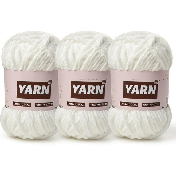 Plush Chenille Chunky Crochet Yarn - Baby Yarn for Crocheting Soft - Velvet Yarns Knitting for Blankets Crafts - Fluffy Amigurumi Yarns 50g / 65.6yd