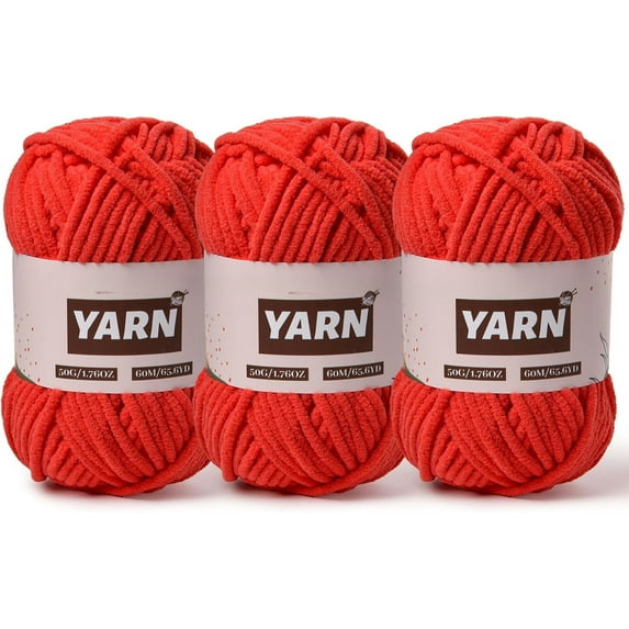 Plush Chenille Chunky Crochet Yarn - Baby Yarn for Crocheting Soft - Velvet Yarns Knitting for Blankets Crafts - Fluffy Amigurumi Yarns 50g / 65.6yd