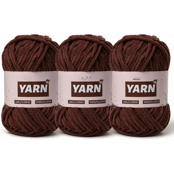 Plush Chenille Chunky Crochet Yarn - Baby Yarn for Crocheting Soft - Velvet Yarns Knitting for Blankets Crafts - Fluffy Amigurumi Yarns 50g / 65.6yd