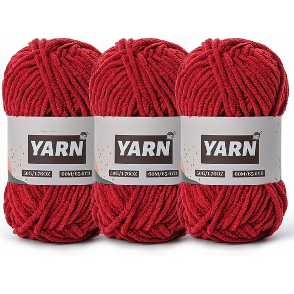 Plush Chenille Chunky Crochet Yarn - Baby Yarn for Crocheting Soft - Velvet Yarns Knitting for Blankets Crafts - Fluffy Amigurumi Yarns 50g / 65.6yd