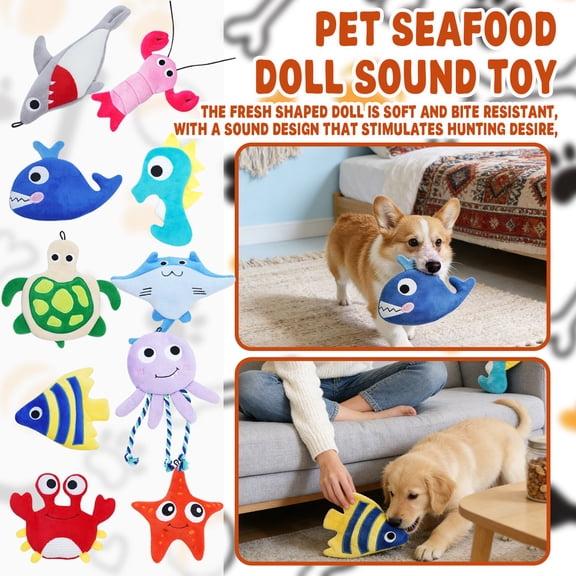 Plush Chew Resistant Squeaky Dog Toy C - With Squeaker Sound, Durable Bite-Resistant Plush - For Puppies, Small Dogs, Play Sessions