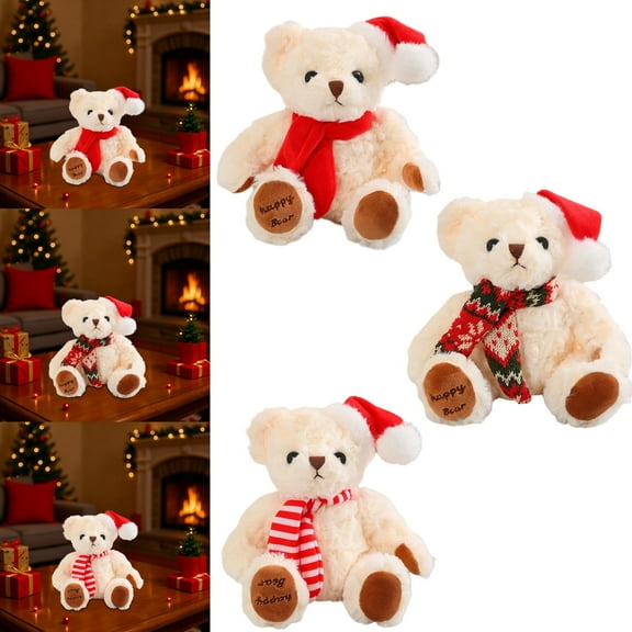 Plush Christmas Bear under $5! Cagogo White Christmas Teddy Bear, Santa Hat Plush Bear Doll, Festive Holiday Stuffed Animal, Christmas Decor PlushToys, Seasonal Teddy Bear Gift